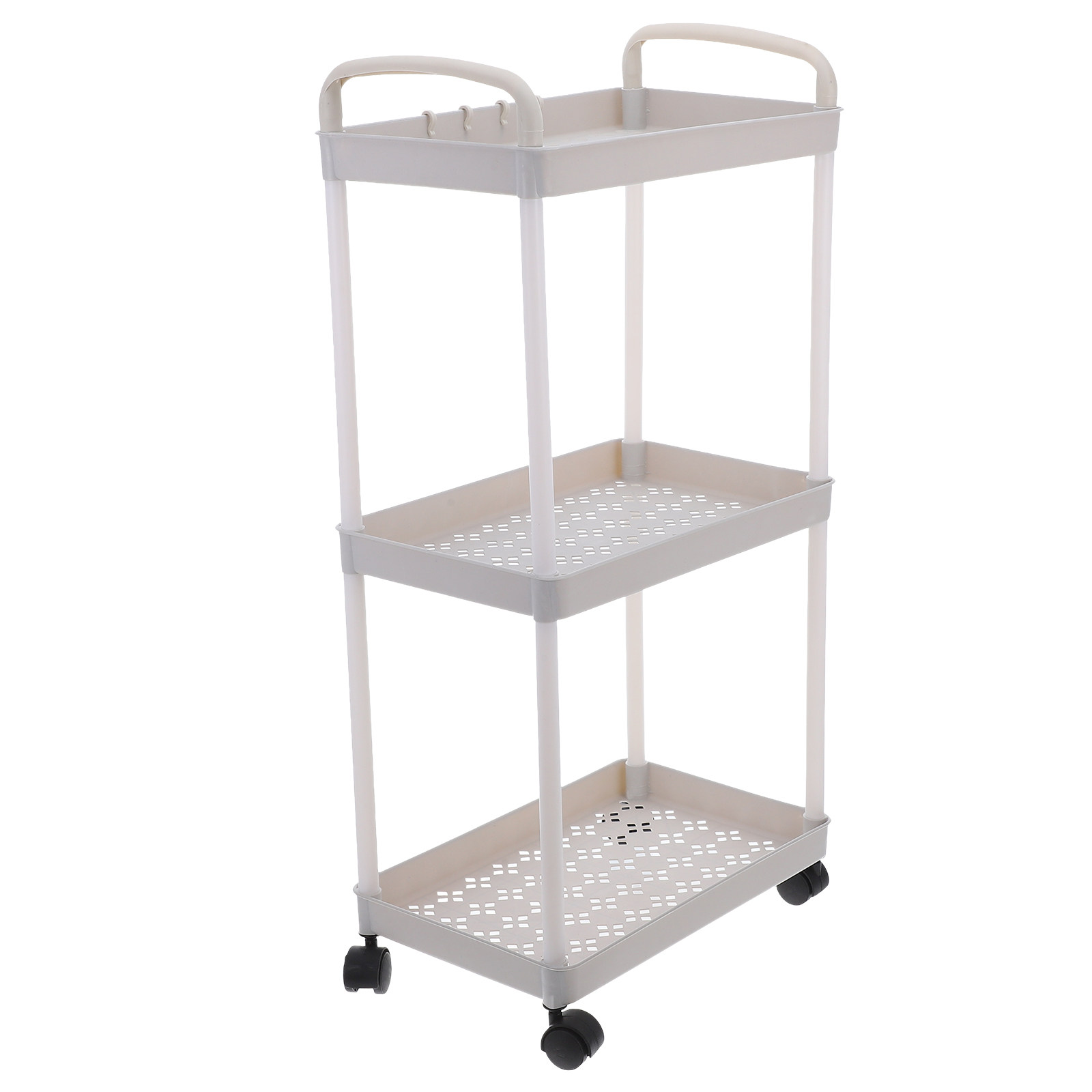 Baby Nursery Cart - 3-stufiger Rollbarer Küchenwagen, Weißer Aufbewahrungswagen für