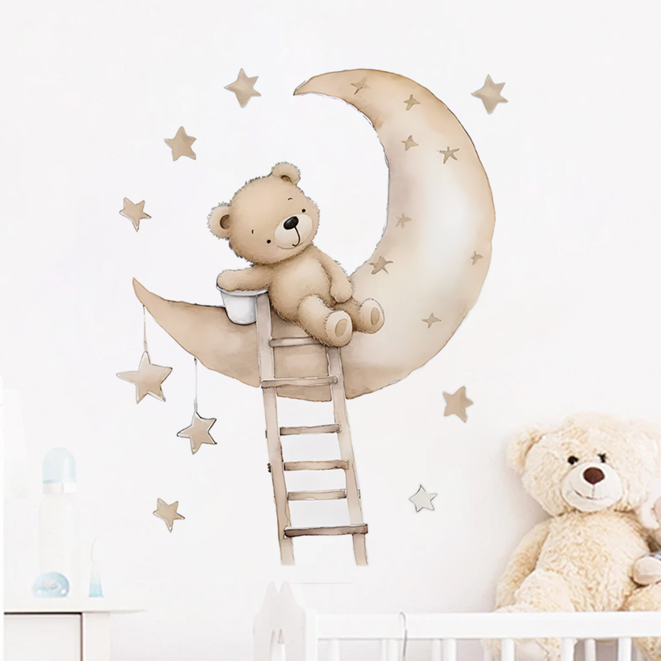 Baby Girl Nursery Quotes - Süße Bär Stern Wolke Wandaufkleber für
