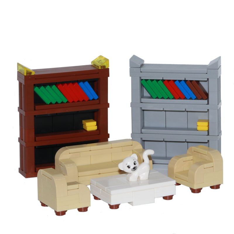 Baby Bookshelf Small - Stadt-Actionfiguren Möbelset Spielzeugmodell MOC Bausteine Tisch