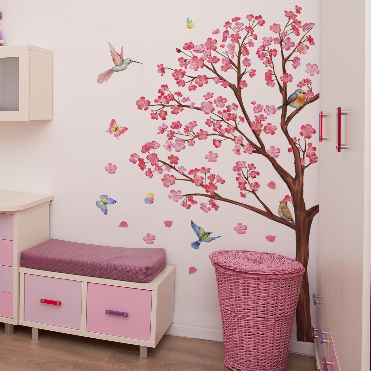 Baby Girl Nursery Quotes - Aquarell Vogel Blume Wandaufkleber Wohnzimmer Dekoration