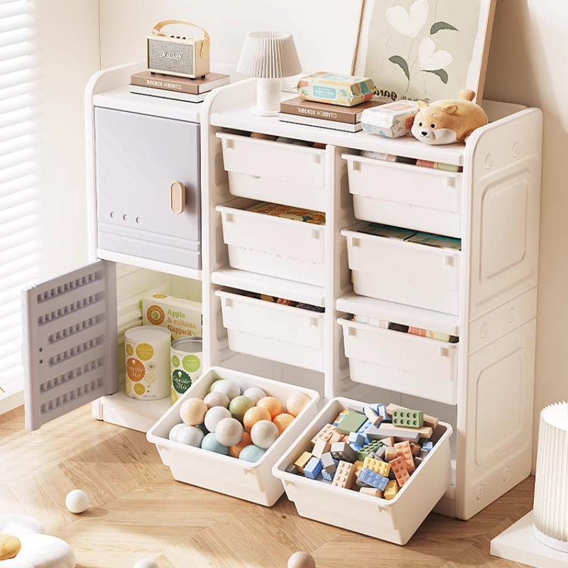 Baby Nursery Bookshelf - Kinderspielzeug-Aufbewahrungsorganisator mit Sortierbehältern, kindersichererer Spielzimmerschrank für