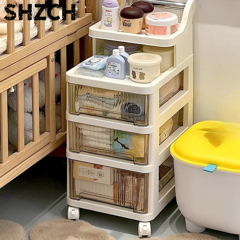 Baby Nursery Cart - 3-stöckiger Rollwagen für Kinderzimmer, mobile Baby-Fütterungsstation,