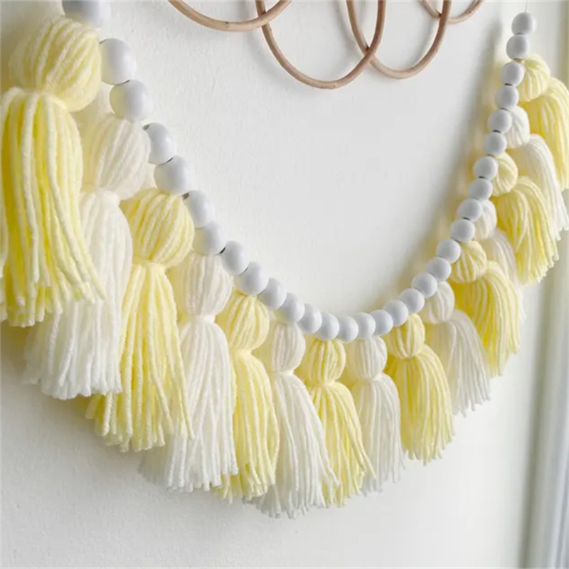 Baby Nursery Yellow - Gelbe Boho Quasten-Girlanden Wanddekoration für Klassenzimmer,