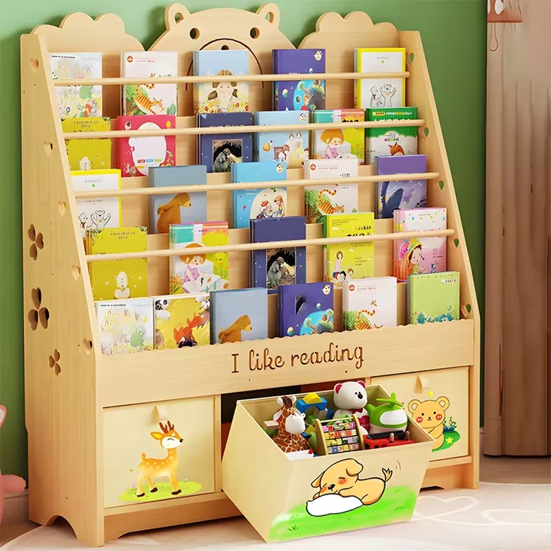 Baby Nursery Bookshelf - Holzregal für Kinderzimmer, Spielzeugaufbewahrungsschrank, Kinder- und