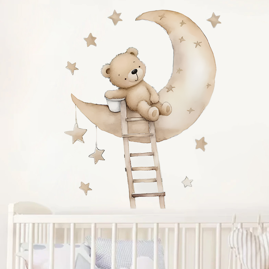 Süße Bär Stern Wolke Wandaufkl – Baby Girl Nursery Quotes Bewertung und Preis