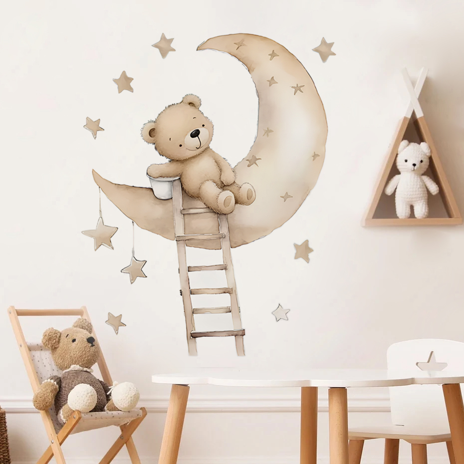 Süße Bär Stern Wolke Wandaufkl – Baby Girl Nursery Quotes Bewertung und Preis