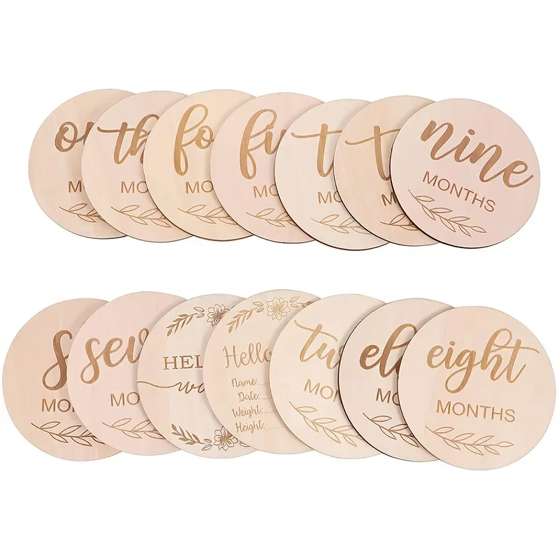 12 teile/satz Holz Chip Monat  – Milestone Card Set Bewertung und Preis
