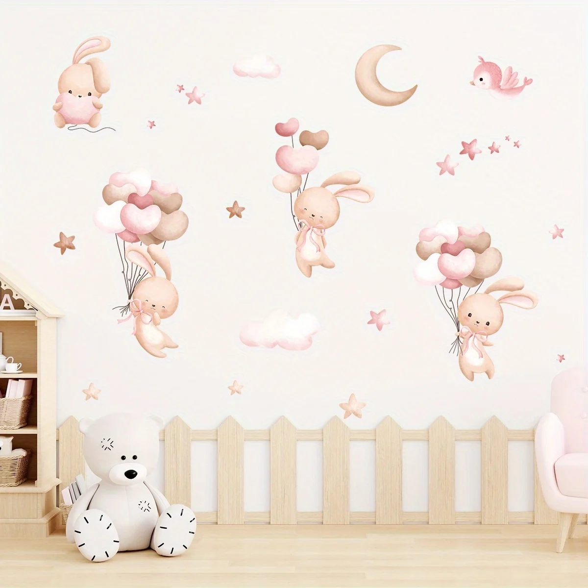 Niedliche Kaninchen-Ballon-Wan – Baby Girl Nursery Quotes Bewertung und Preis