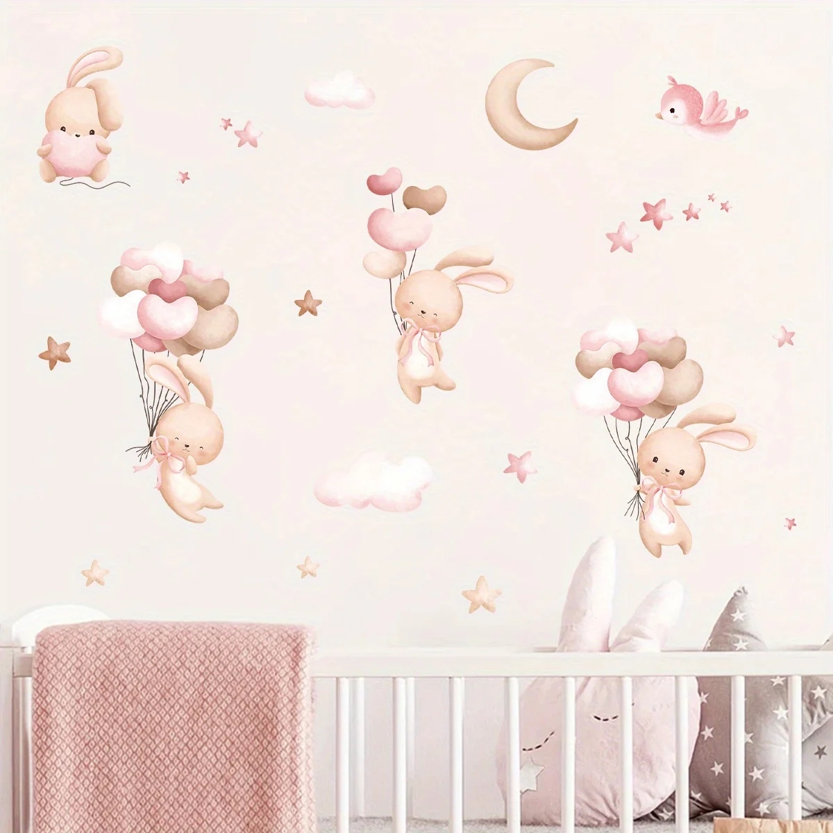 Niedliche Kaninchen-Ballon-Wan – Baby Girl Nursery Quotes Bewertung und Preis