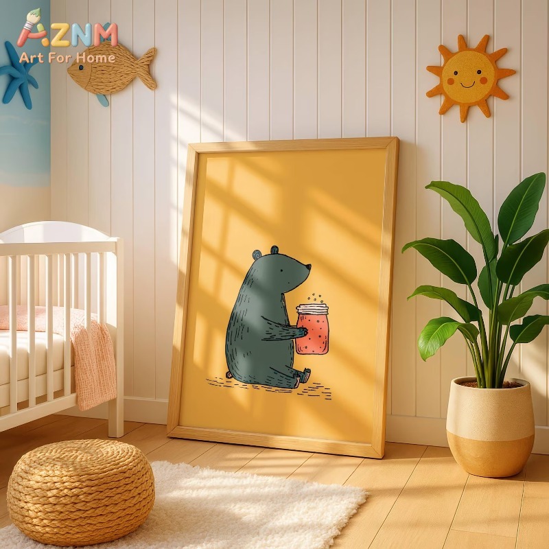 AZNM Cartoon Bär Honigglas Lei – Baby Nursery Yellow Bewertung und Preis