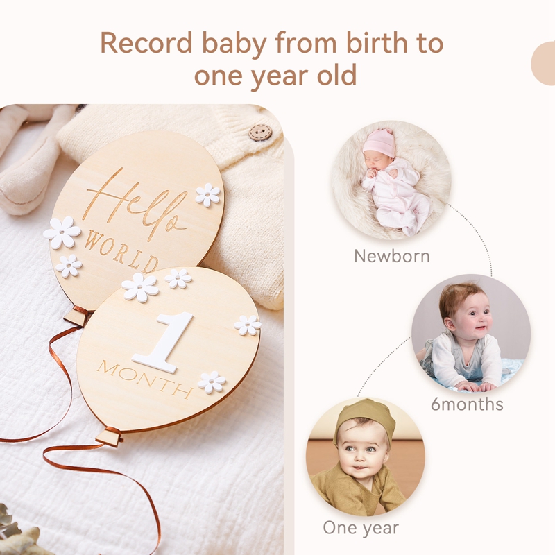 2Pcs Baby Holz Ballon Mileston – Milestone Card Set Bewertung und Preis