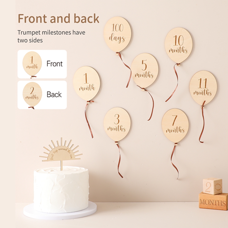 9PCS Baby Holz Ballon Mileston – Milestone Card Set Bewertung und Preis