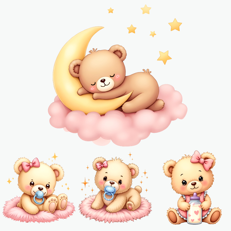 Süße Babybären-Aufkleber-Set i – Baby Nursery Yellow Bewertung und Preis
